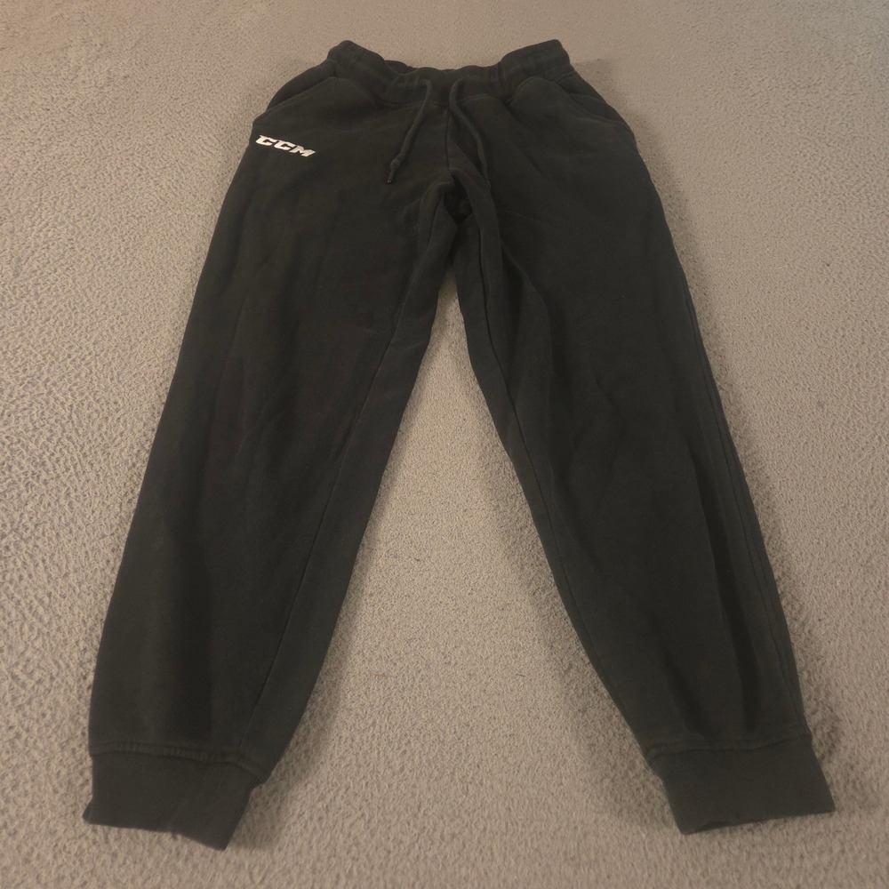 CCM Sweatpants Mens Small Black Team Core Fleece Tapered Jogger Hockey Athletic
